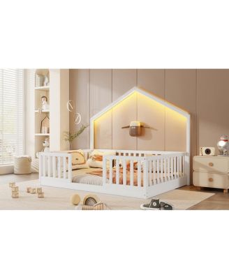 Wooden Montessori Floor Bed with Light