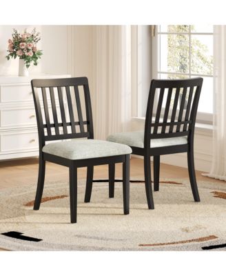 RAINSKEN - Modern Scandinavian Dining Chairs Set of 2 - Curved Wood Backrest, Padded Fabric Seat for Dining Room and Apartment