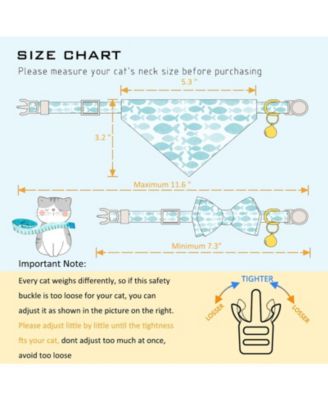 2 Pack Cat Collar Set with Bow Tie Bandana Breakaway Safety Bell Adjustable