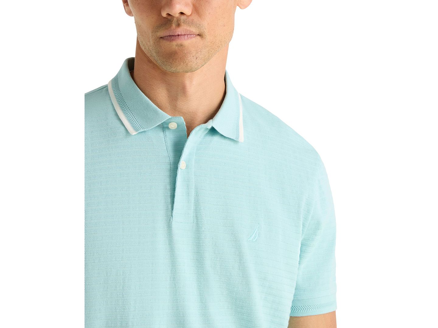 Мужское поло Nautica Short-Sleeve Jacquard Polo Shirt, цвет: Пляжный синий — фото 4
