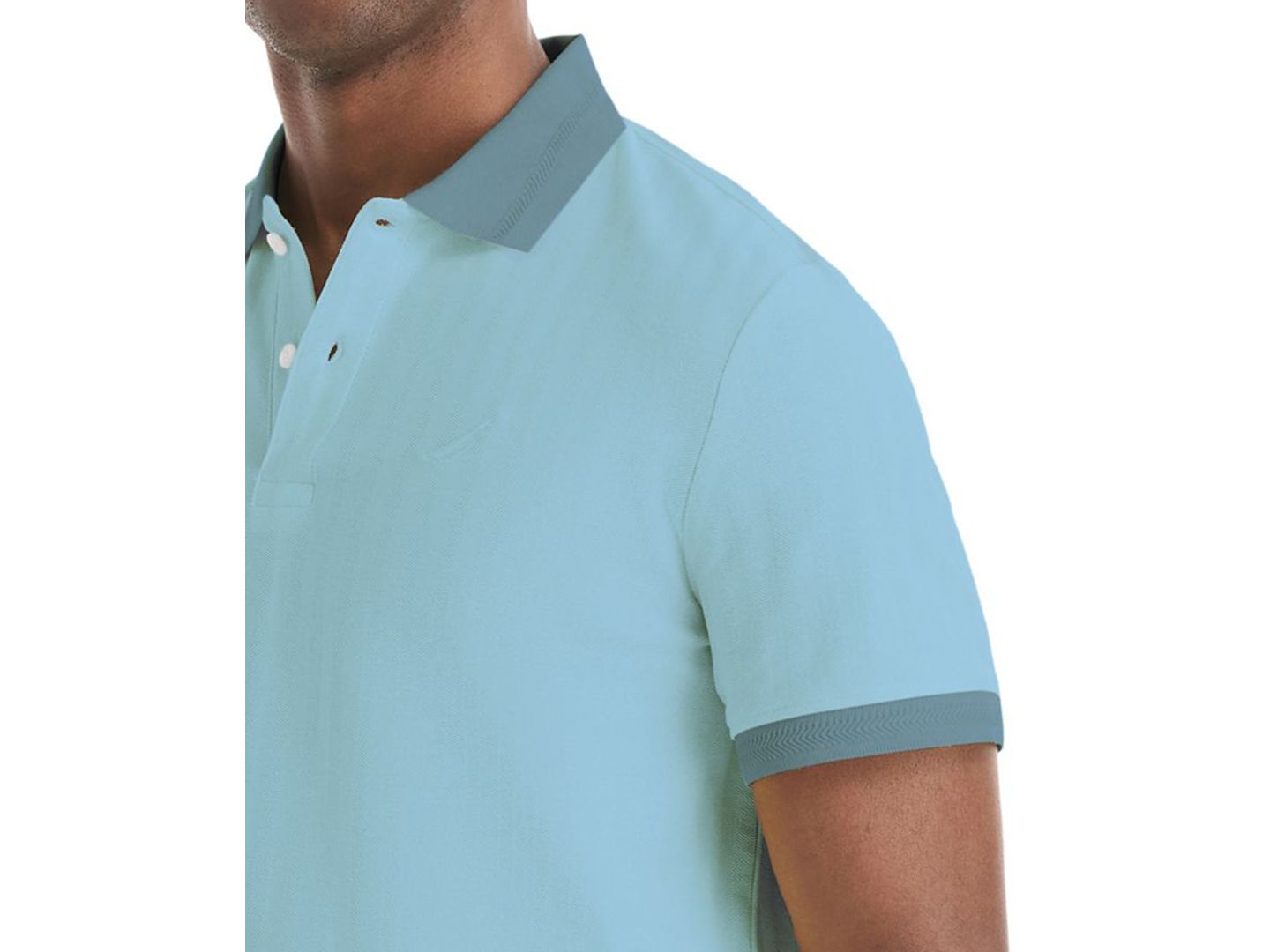 Мужское поло Nautica Herringbone Short-Sleeve Polo Shirt, цвет: Пляжный синий — фото 4