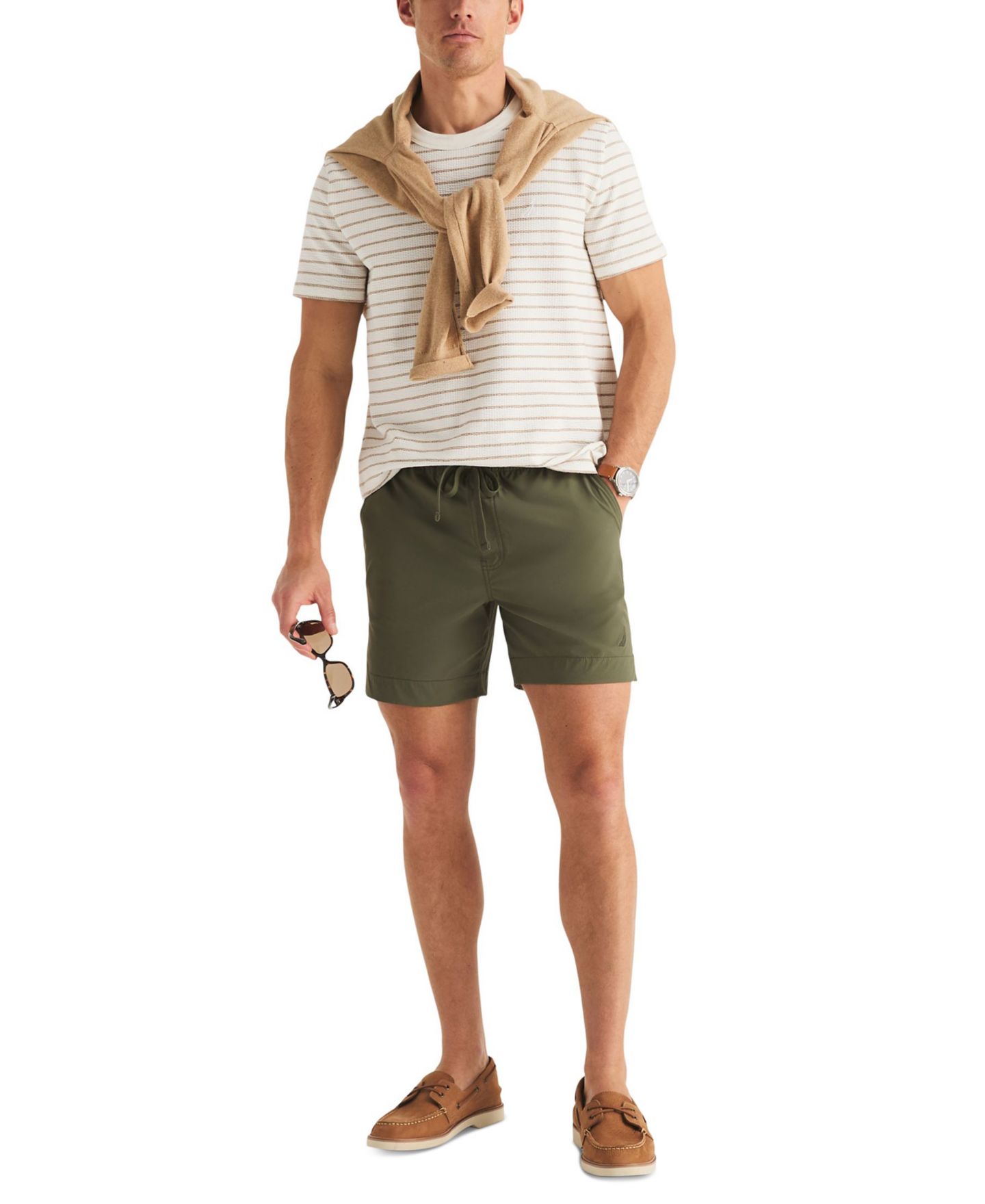 Мужские шорты Nautica 6.5" Stretch Ripstop Excursion Pull-On, цвет: Зелёный — фото 2