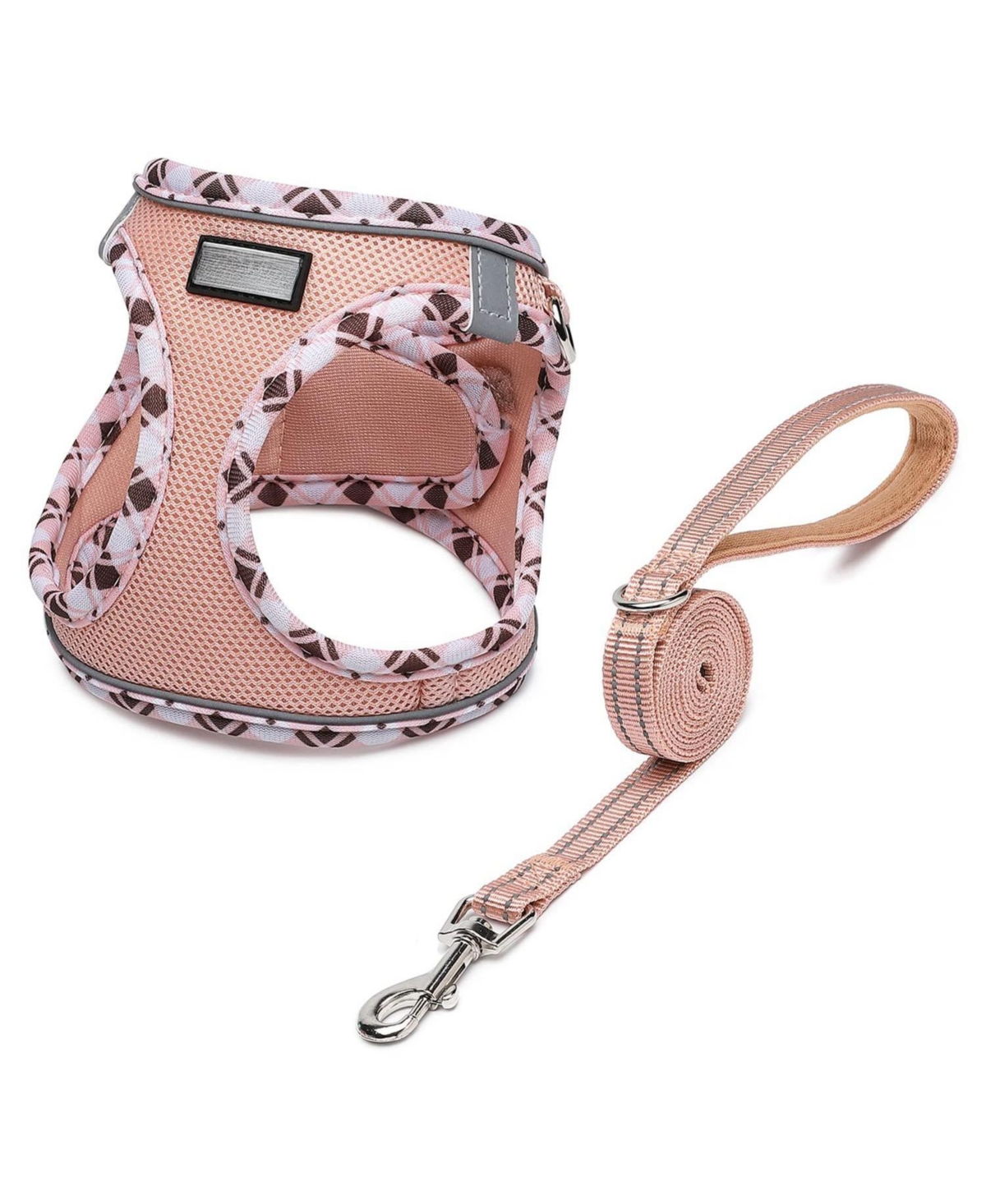 Aronkl Soft Mesh No-Choke Step-In Dog Cat Harness Leash Set Reflective Breathable for Small Pets