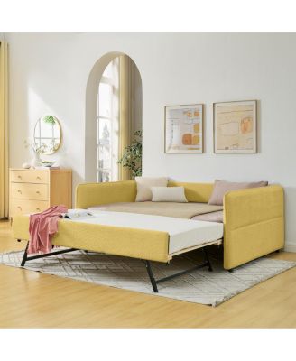 Boucle Full Daybed w/ Twin Trundle Sofa Bed