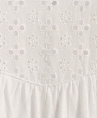 Plus Size 3/4 Sleeve Eyelet Mix Flowy Top