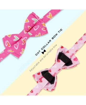 2 Pack Cat Collar Breakaway Bowtie Dinosaur Pattern Soft Cotton Adjustable