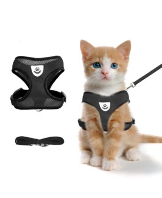 Summer Cat Harness Leash Set Anti Escape Adjustable Soft Mesh Reflective Breathable Lightweight