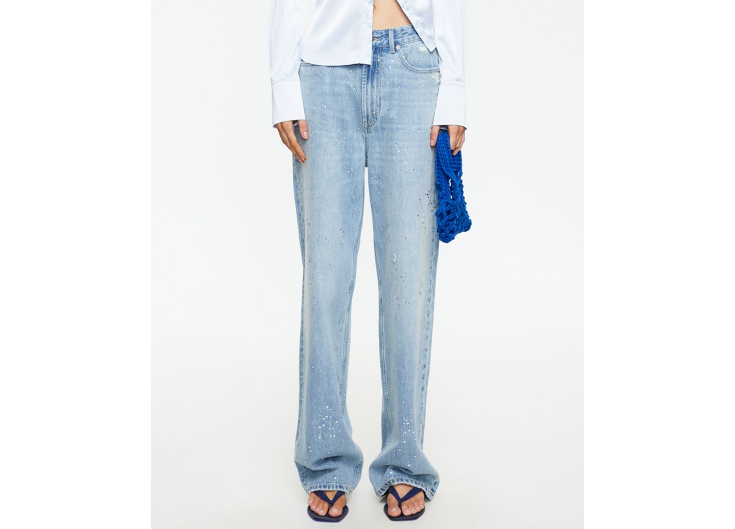 Women's Diamante Straight Cotton Jeans