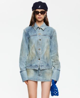Women's The Bronx Spread Collar Button-Front Cotton Denim Jacket