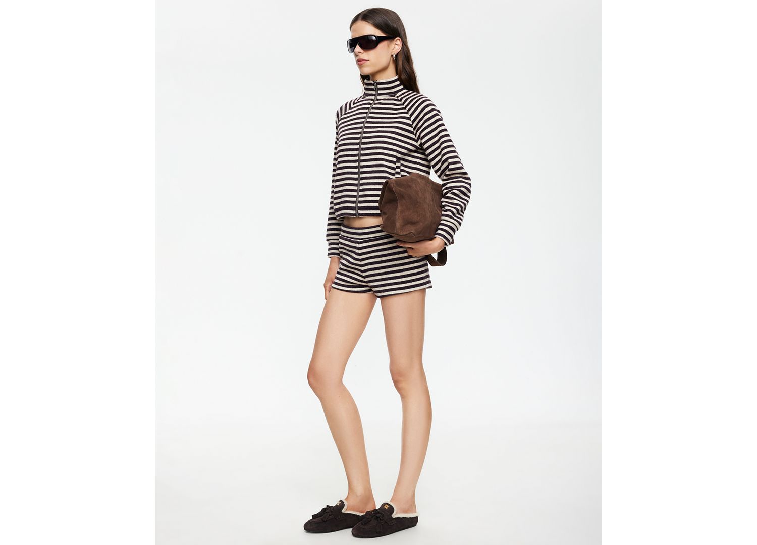 Women's Striped Funnel Neck Jacket