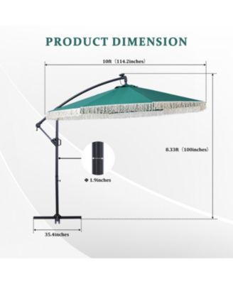 10ft Patio Offset Hanging Lighted Umbrella with Tassels