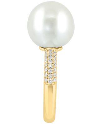 Diamond (1/3 ct. t.w.) & Freshwater Pearl (12mm) Ring in 14k Yellow Gold
