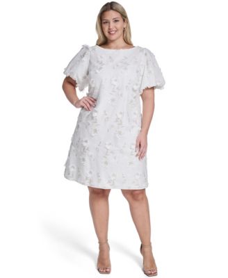 Plus Size Bubble Short-Sleeve Boat Neck Sheath Dress