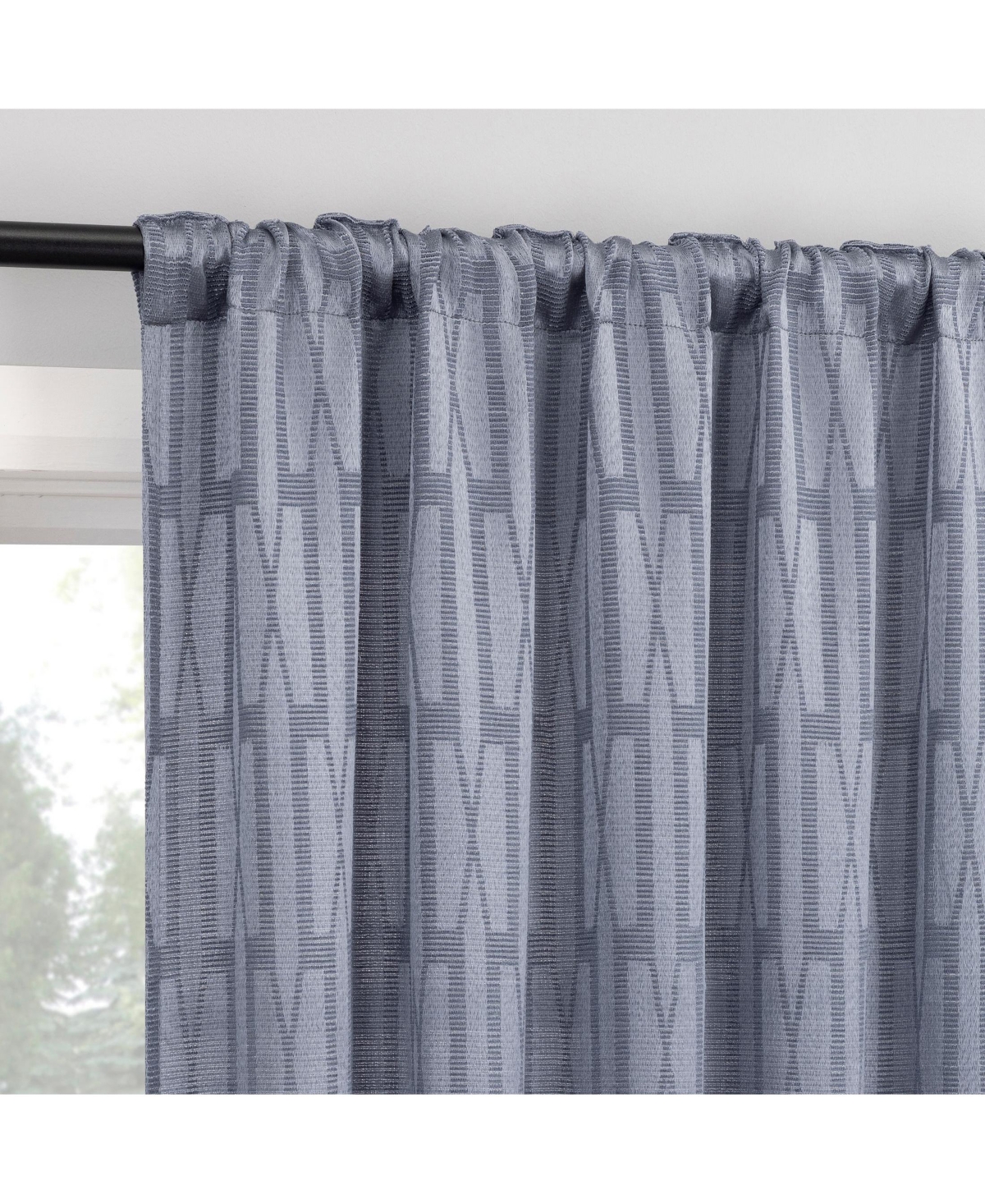 No. 918 Dover Tonal Geometric Semi-Sheer Back Tab Curtain Panel