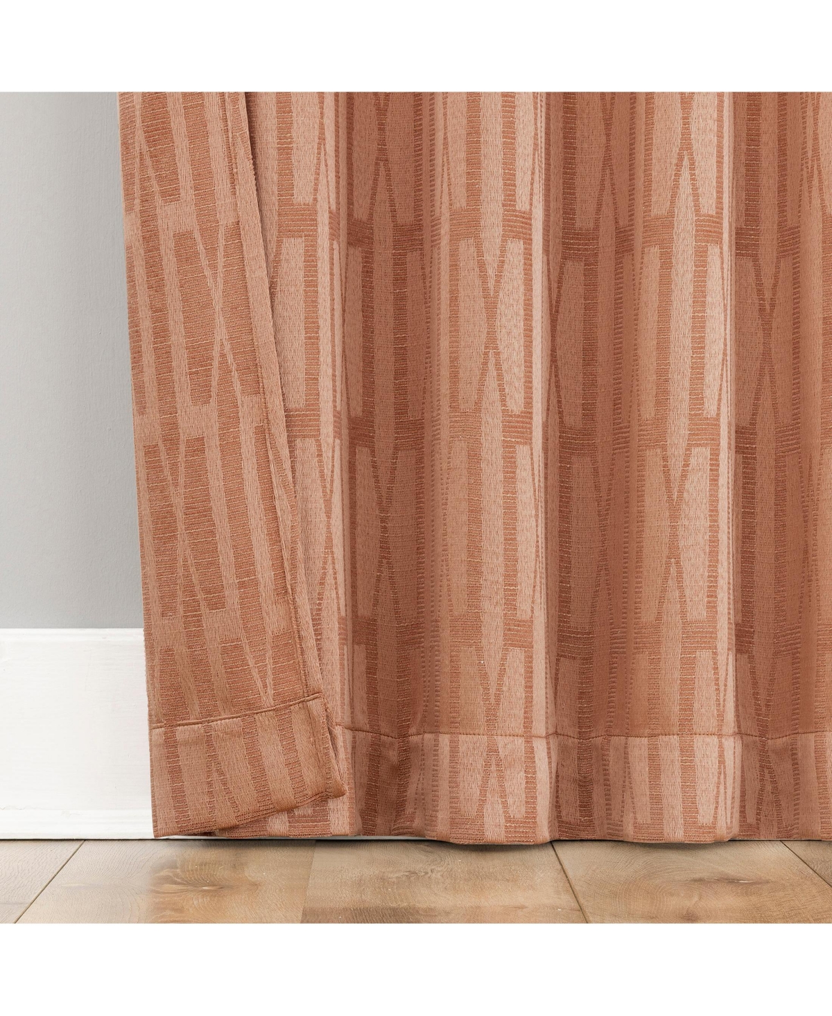 No. 918 Dover Tonal Geometric Semi-Sheer Back Tab Curtain Panel