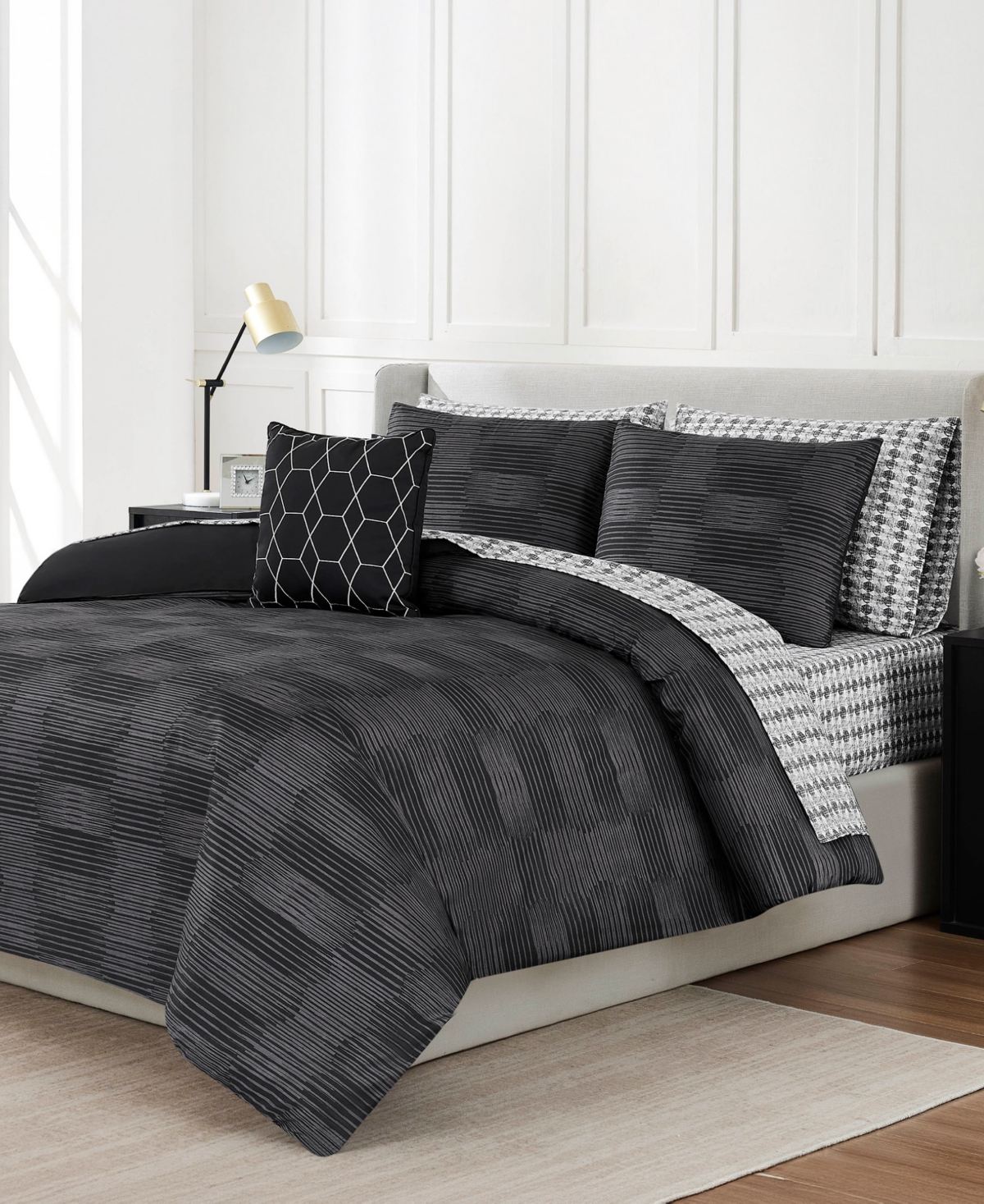 Nine West Oslo Stripe Bed in a Bag 8-Pc. Comforter Set