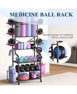 Extra Large Home Gym Storage Rack - All-in-One Weight Rack with Wheels