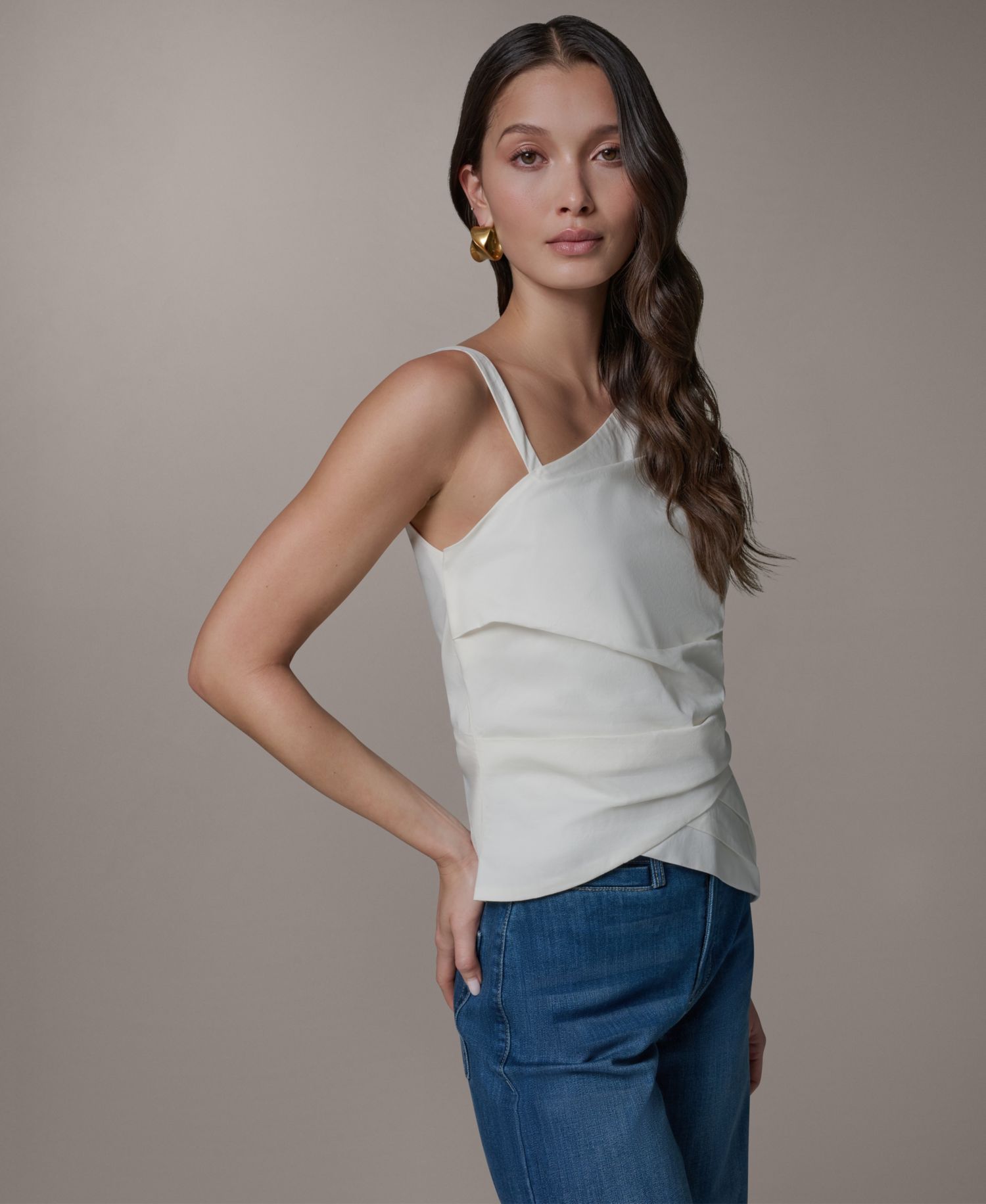 Women's Bias Asymmetric Neck Drape Blouse