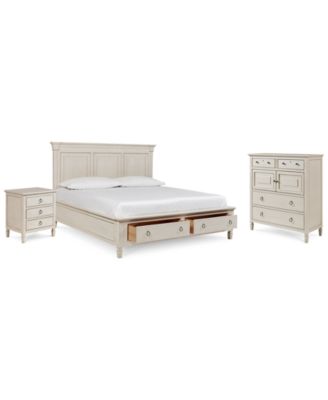 Sag Harbor White Bedroom Furniture Collection, 3-Pc. Set (Queen Storage Platform Bed, Chest & Nightstand)