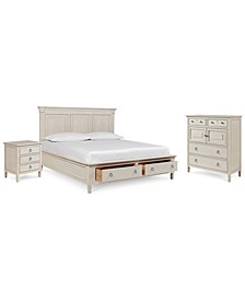 Sag Harbor White Bedroom Collection, 3-Pc. Set (Queen Storage Platform Bed, Chest & Nightstand)
