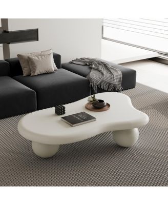 47 Inch Cloud Shaped Coffee Table with 3 Ball Legs for Living Room.