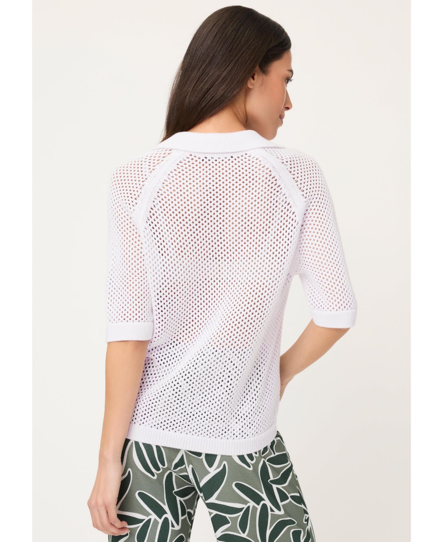 Women's Ajour Knit Polo Sweater