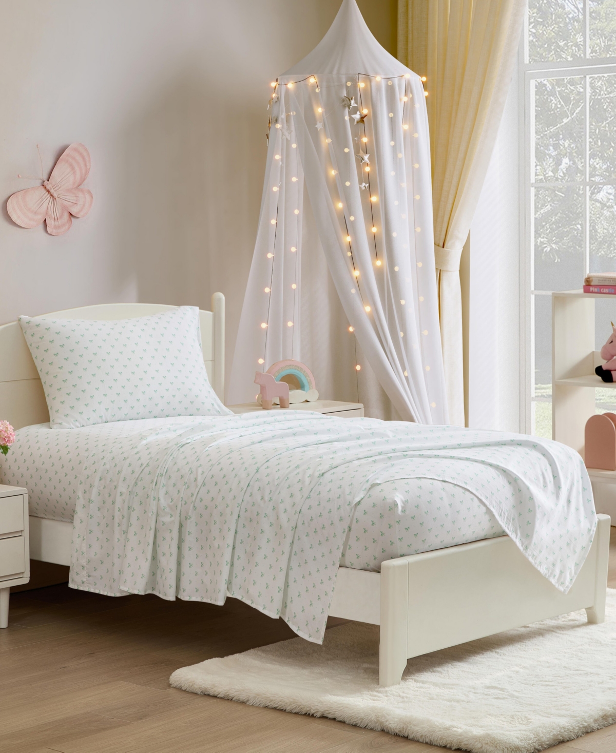 Laura Ashley Lovely Bows Microfiber -Pc. Sheet Set