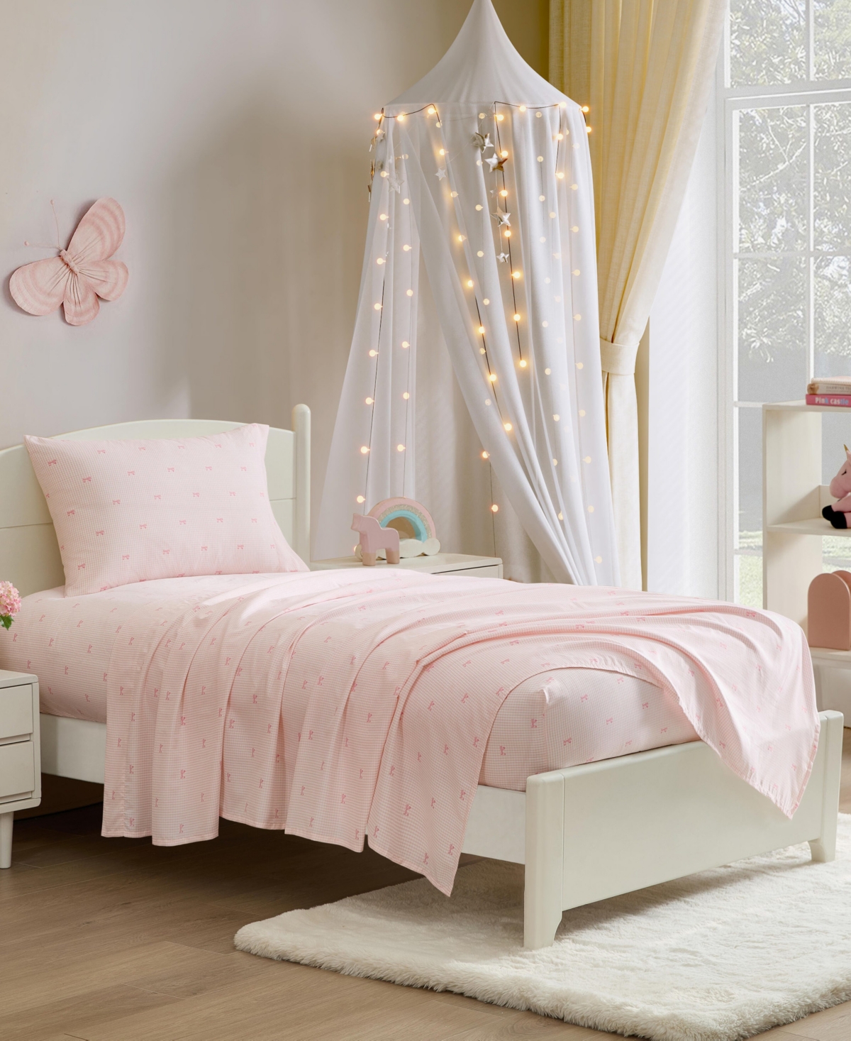 Laura Ashley Tiny Bows Microfiber -Pc. Sheet Set