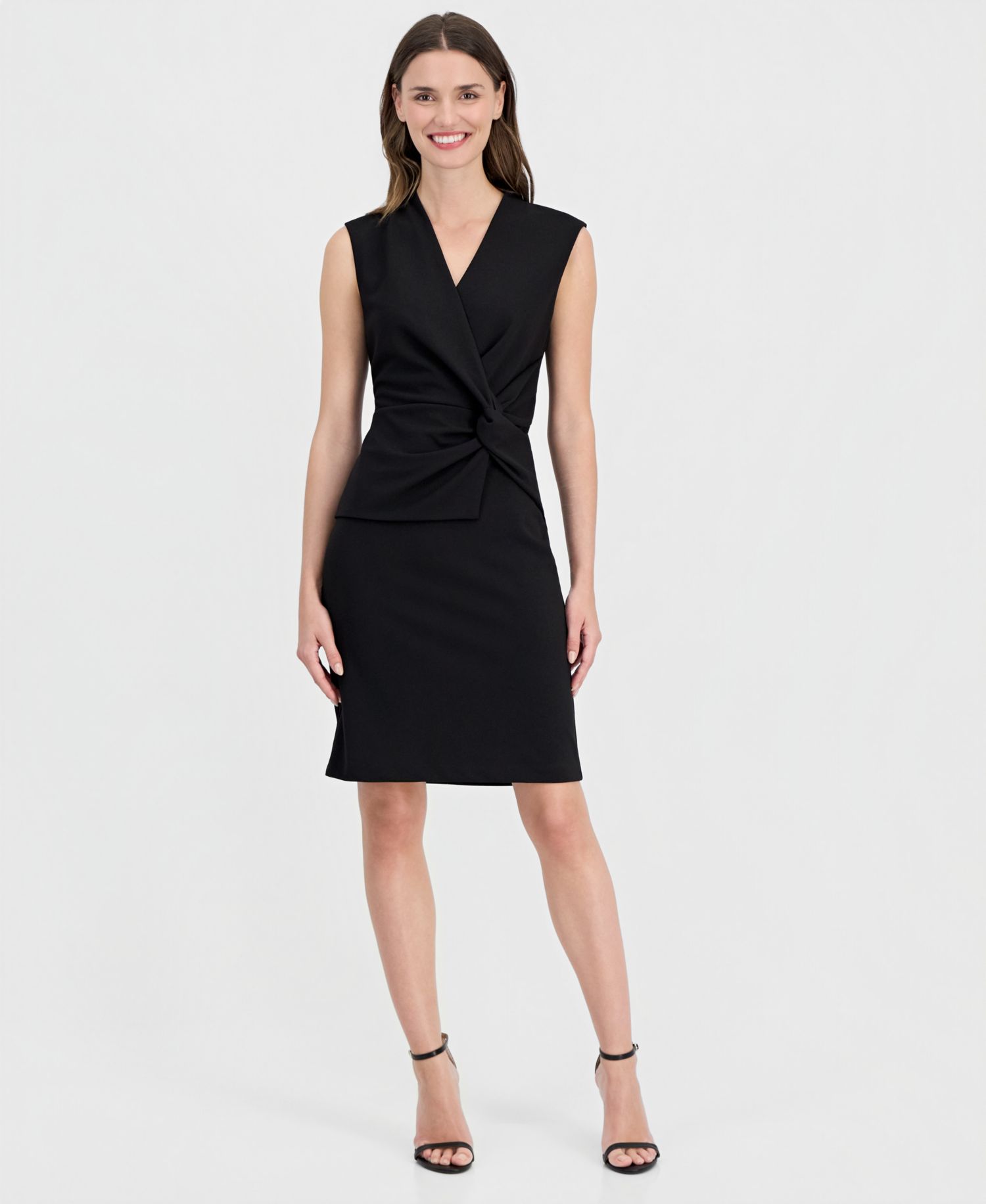 Women's Twist-Front-Overlay Scuba Sheath Dress