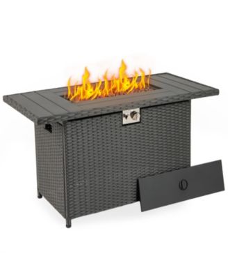 Rattan Gas Fire Pit Table 2 in 1 Stainless Steel Burner