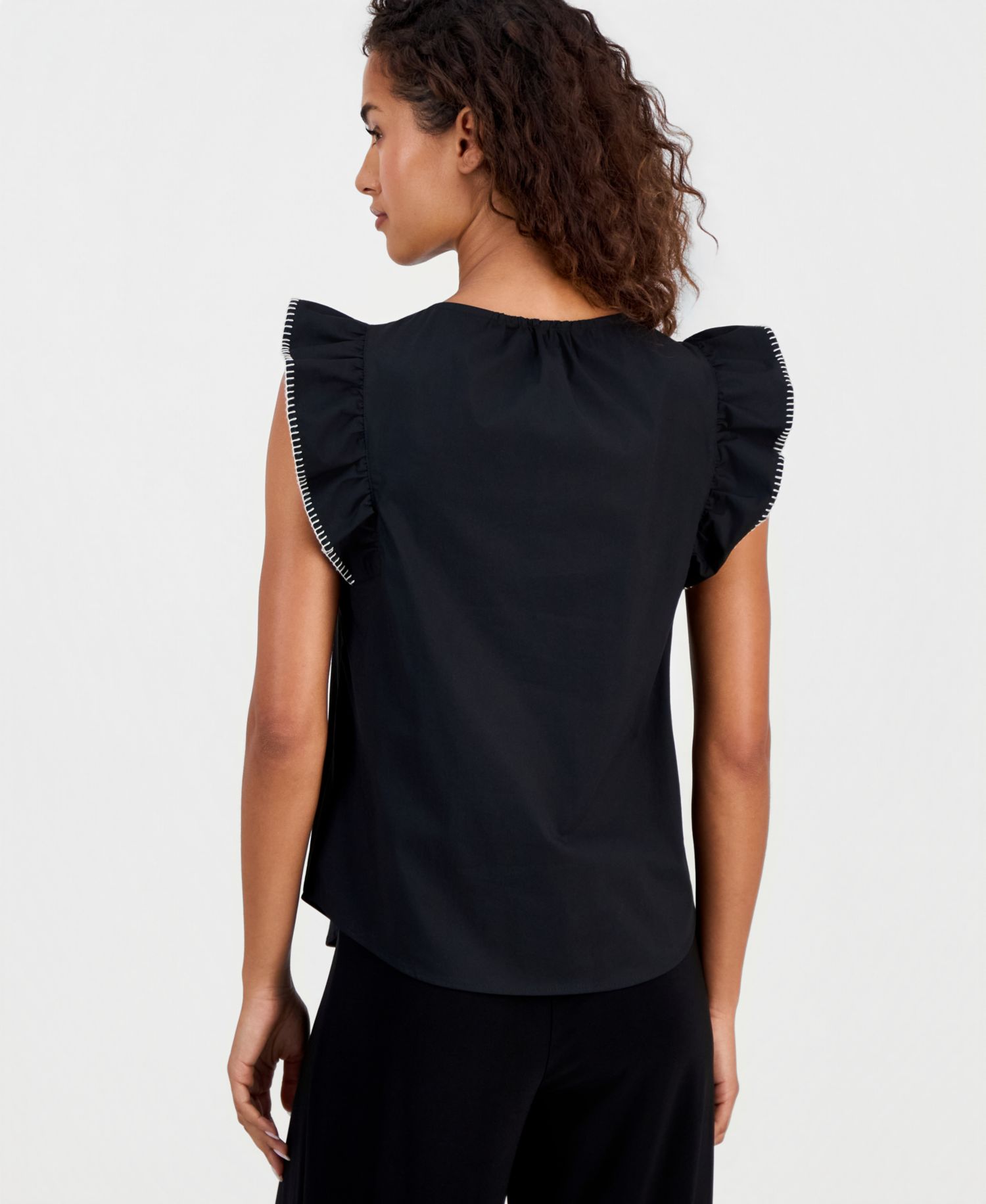 Women's Stitch Flutter Sleeve Blouse