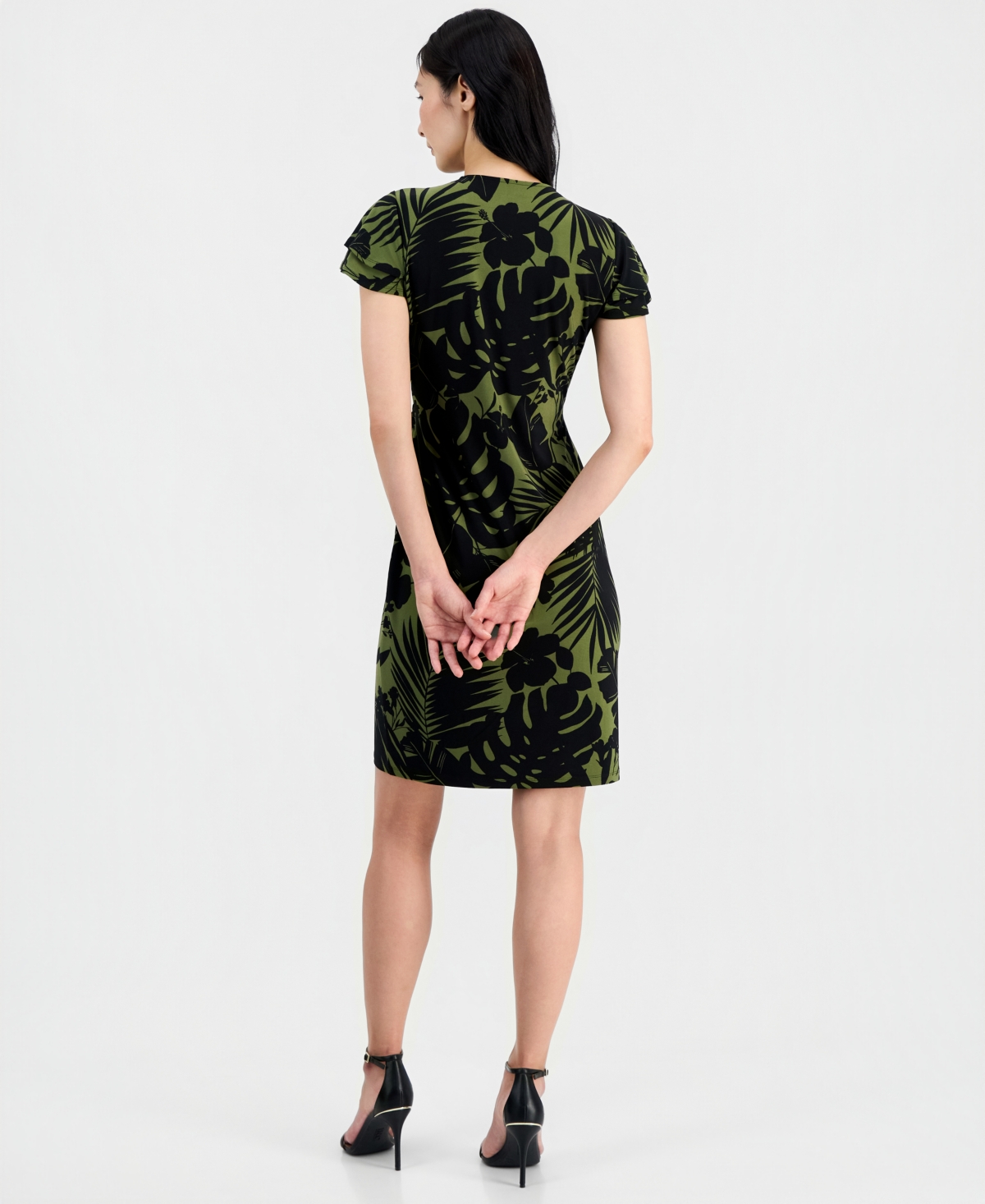 Anne Klein Women's V-Neck Flutter-Sleeve Sheath Wrap Dress