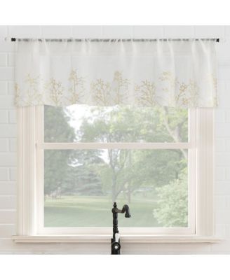 Madeira Embroidered Floral Sheer Rod Pocket Kitchen Curtain Valance