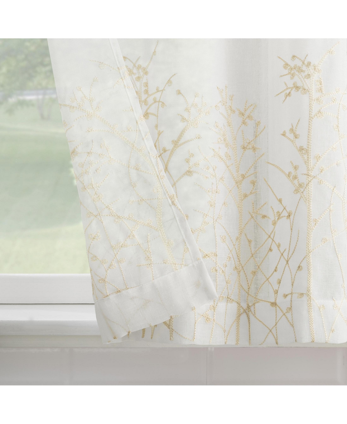 No. 918 Madeira Embroidered Floral Sheer Rod Pocket Kitchen Curtain Tier Pair