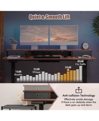  Height Adjustable Electric Standing Desk with 2 Drawers-Brown