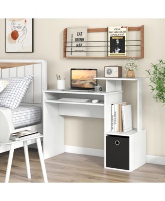 Space-saving Computer Desk with Pull-out Keyboard Tray