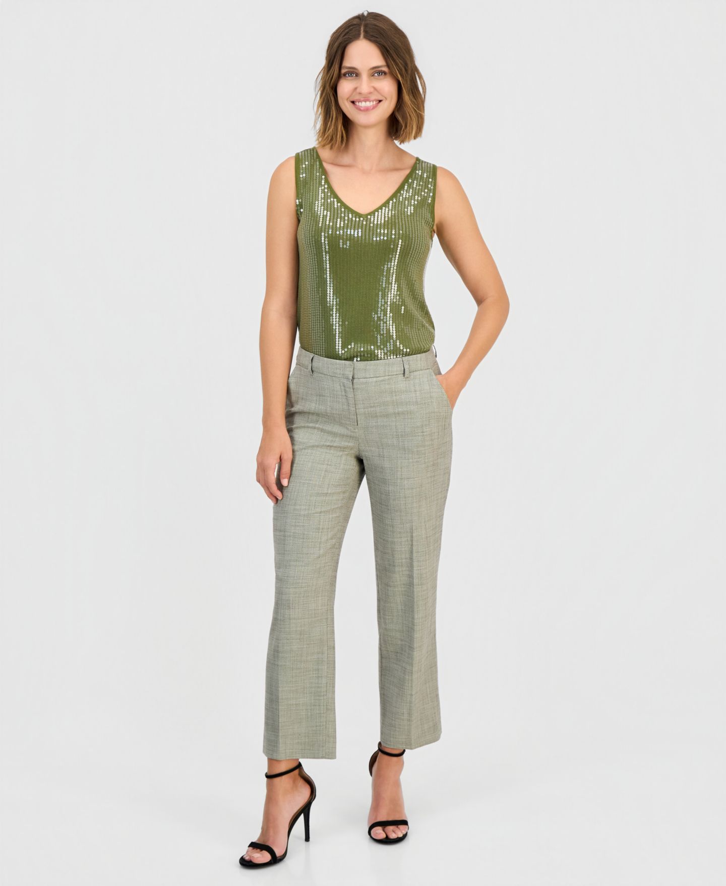 Женские брюки Anne Klein Straight-Leg Ankle, цвет: Разноцветный — фото 1