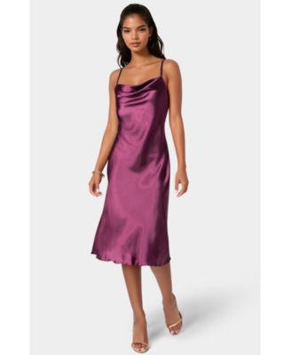 Women's Satin Cowl Neck Midi Slip Dress