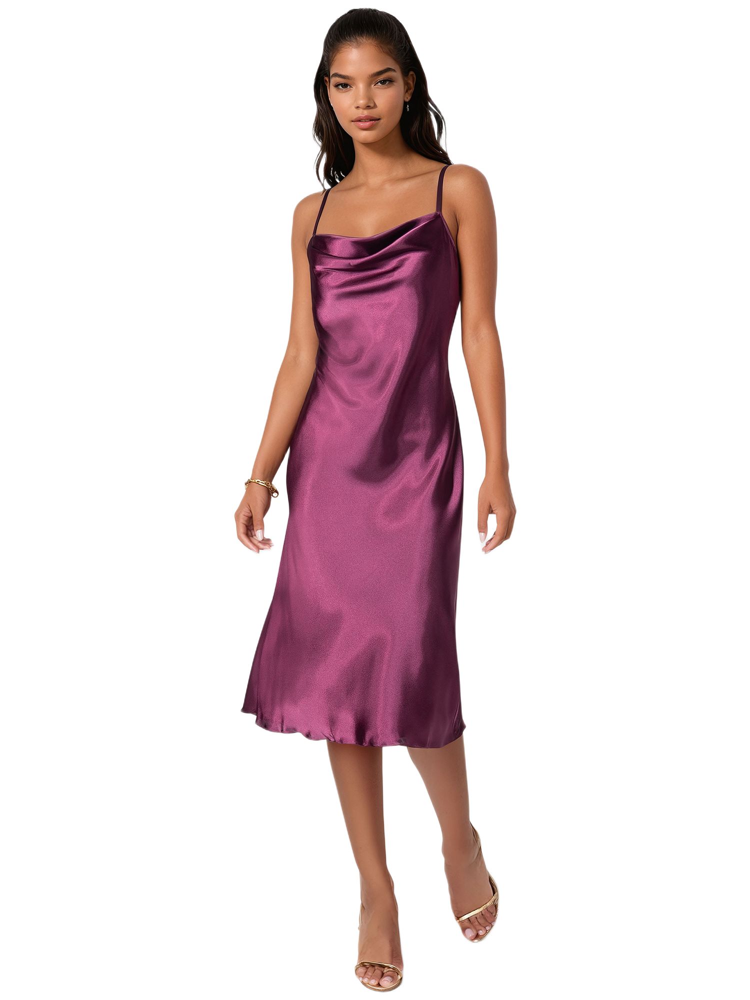 Women's Satin Midi Slip Dress