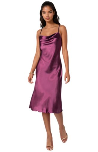 Bebe Women's Satin Cowl Neck Midi Slip Dress - Macy's