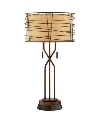 Industrial Table Lamp with USB and AC Power Outlet Workstation Charging Base 28.75" Tall