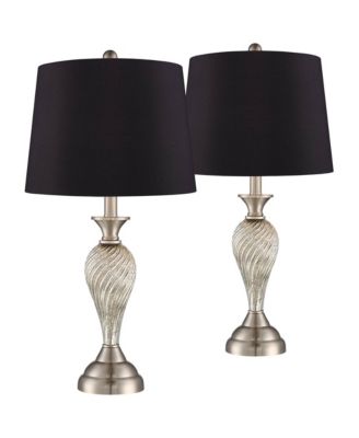Arden 25" High Twist Modern Table Lamps Set of 2 Brushed Nickel Finish Mercury Glass Shade Living Room