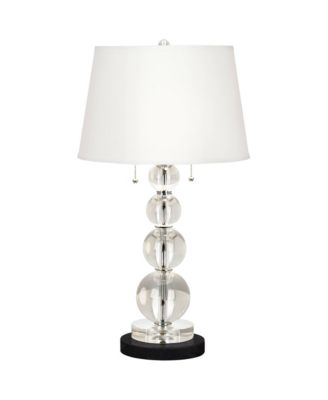 Modern Table Lamp 26 1/2" High Round Marble Riser Crystal Spheres Drum Shade for Bedroom Living Room