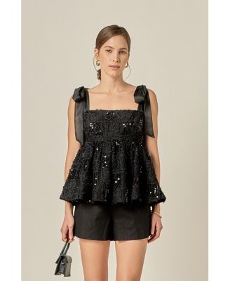 Women's Sequins Bow Top