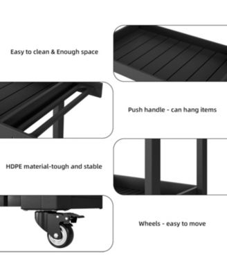 2-Shelf Outdoor Utility Prep Cart, Rolling Service Trolley for Patio, Lawn, or Garden