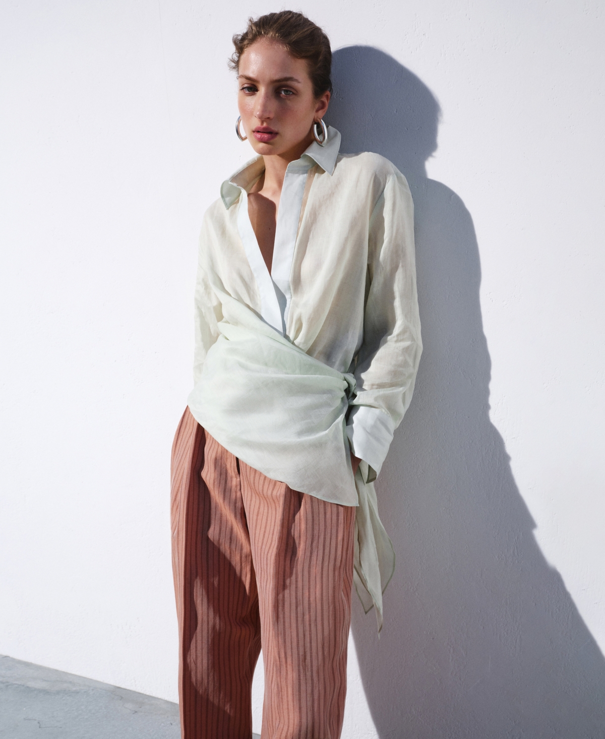 Selection Mango Women's Striped Linen Suit Pants