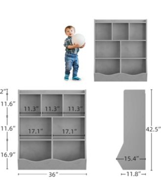 Three-Tier Kids Bookshelf and Toy Storage Rack, Multi-Functional Book and Toy Organizer for Playroom, Bedroom, Retro