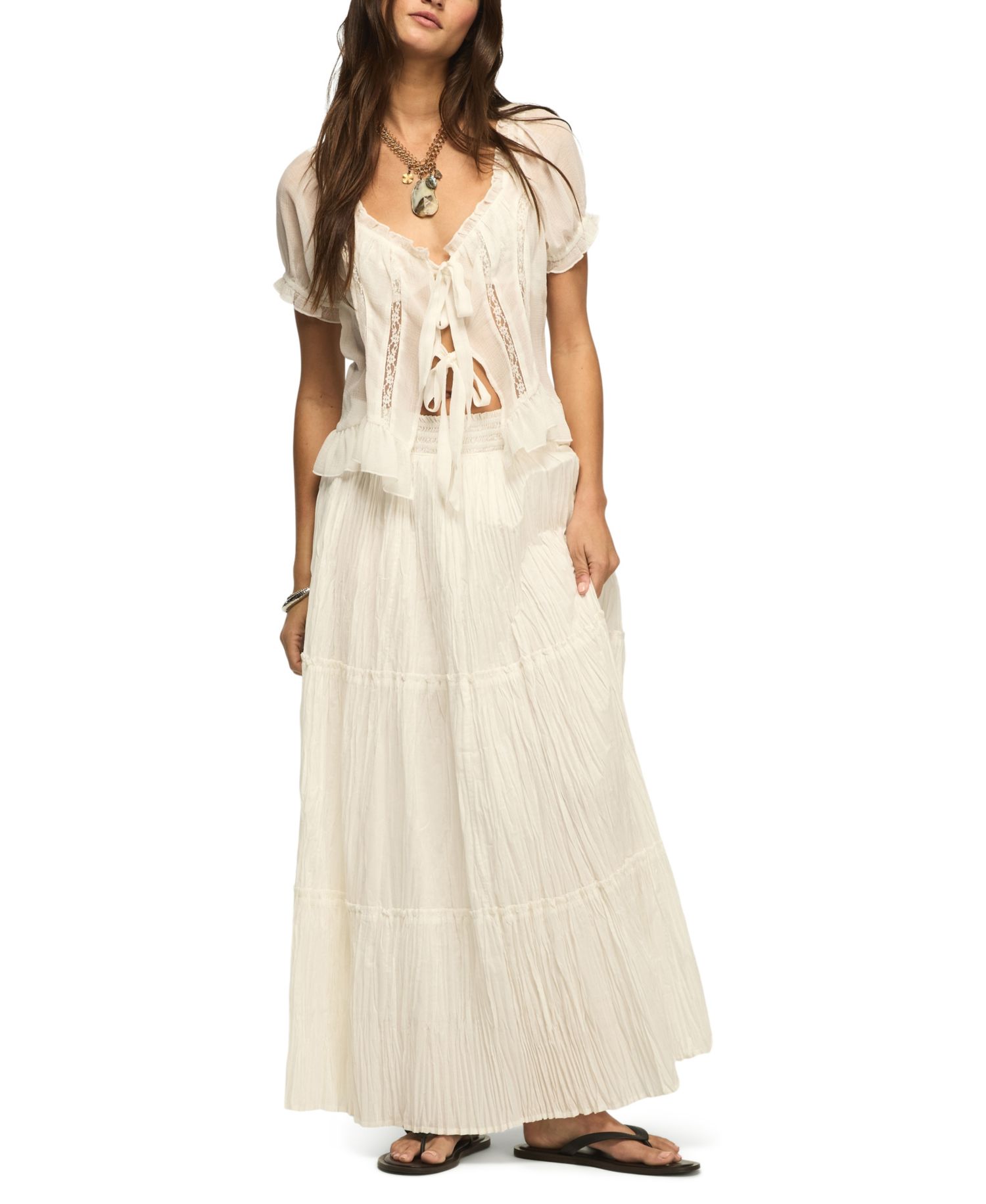 Women's Tiered Broomstick Pull-On Maxi Skirt