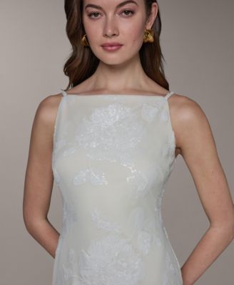 Women's Sleeveless Midi Dress with Lace Print