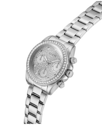 Women's Glitz Silver-Tone Stainless Steel Multi-Function Watch, 36mm
